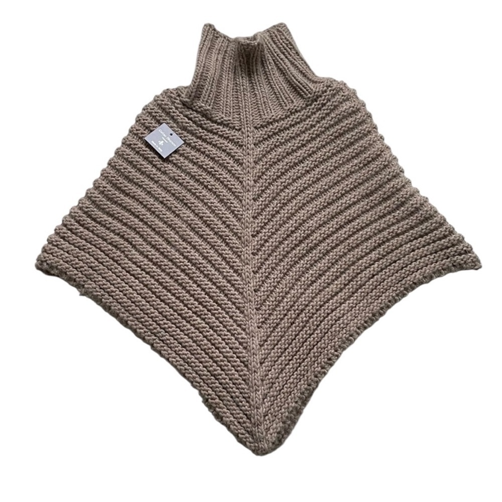 GELSO BIANCO Italy Wool Alpaca Poncho Sweater Taupe One Size